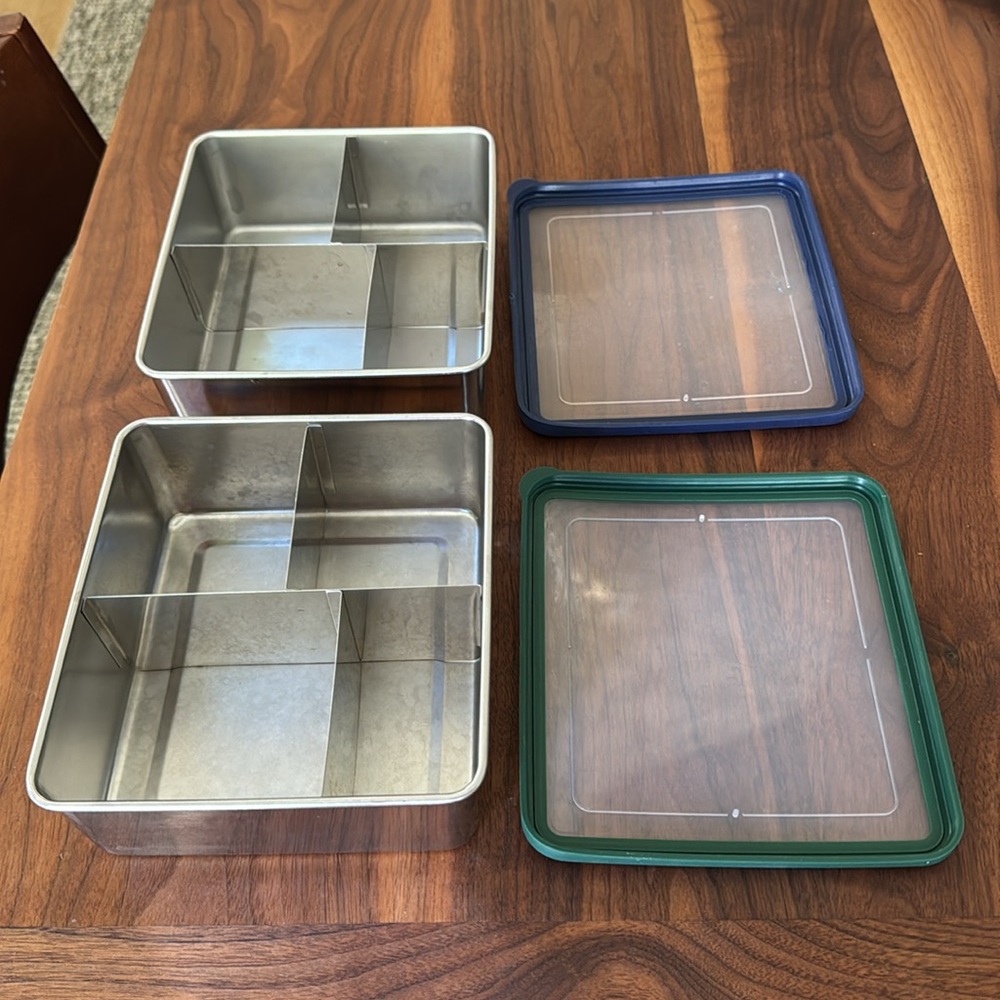 2-Pottery Barn Kids Bento Lunch Boxes with Lids (lunch box not included).